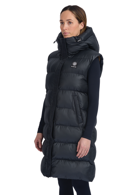 Sandbanks Shell Bay Hooded Long Gilet - Black