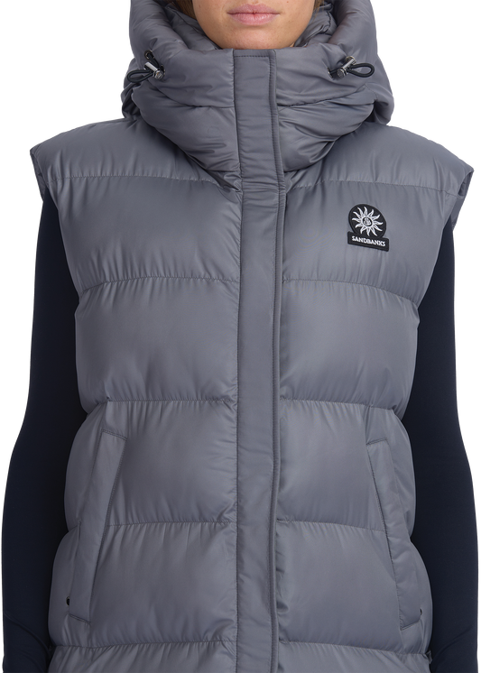 Sandbanks Shell Bay Hooded Long Gilet - Charcoal