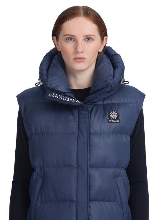 Sandbanks Shell Bay Hooded Long Gilet - Navy