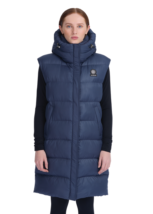 Sandbanks Shell Bay Hooded Long Gilet - Navy