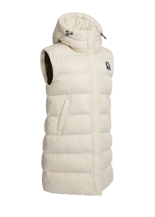 Sandbanks Shell Bay Hooded Long Gilet - Stone