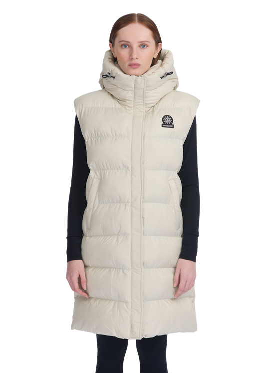 Sandbanks Shell Bay Hooded Long Gilet - Stone