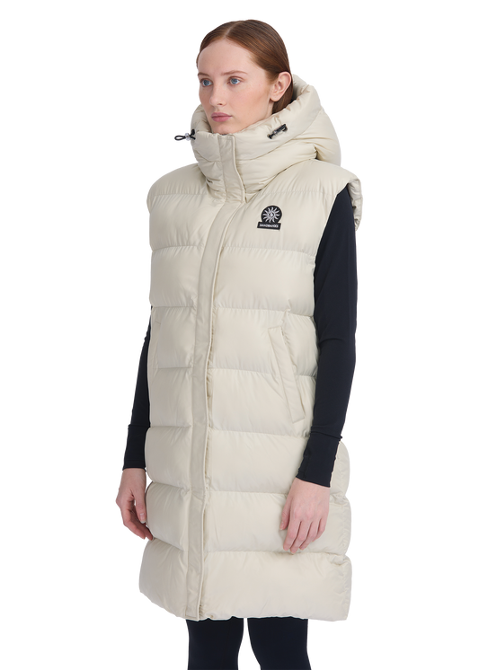 Sandbanks Shell Bay Hooded Long Gilet - Stone