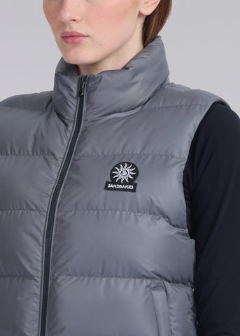 Sandbanks Pebble Funnel Neck Gilet - Charcoal