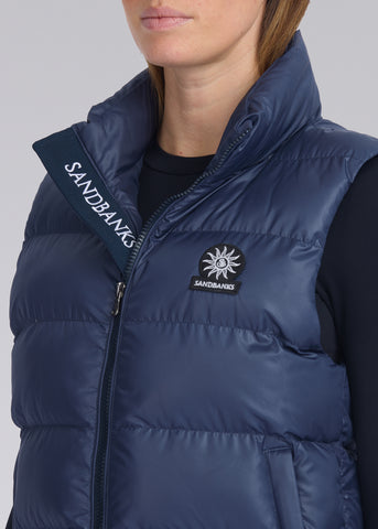 Sandbanks Pebble Funnel Neck Long Gilet - Navy