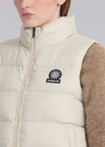 Sandbanks Pebble Funnel Neck Gilet - Stone