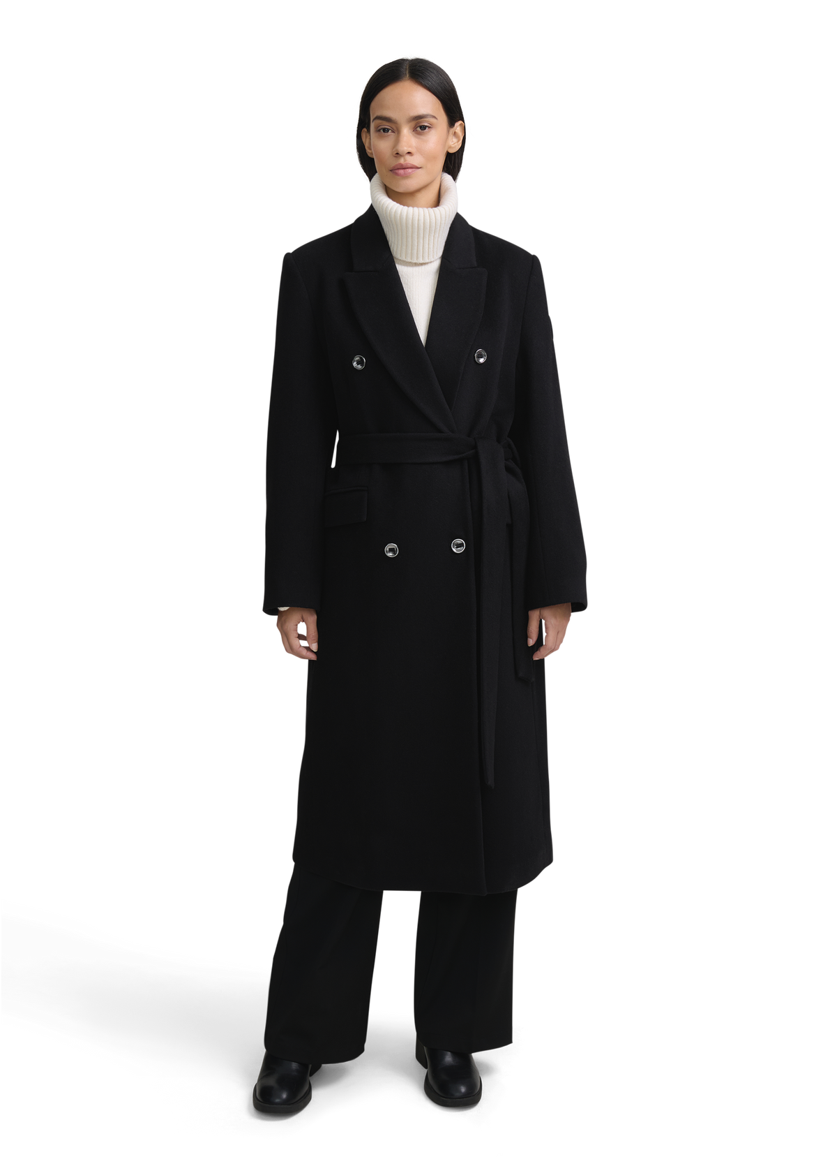 Sloane Double-Breasted Wool Overcoat - Black