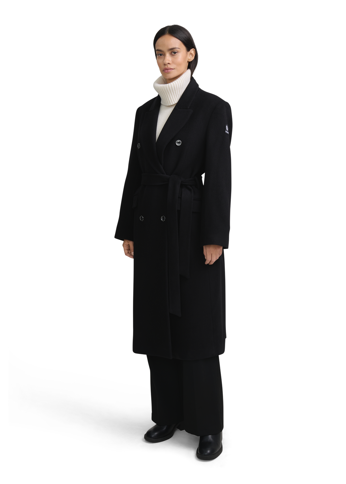 Sloane Double-Breasted Wool Overcoat - Black