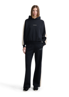 Contrast Stripe Logo Hoodie - Black