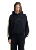Contrast Stripe Logo Hoodie - Black