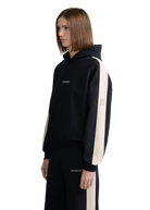Contrast Stripe Logo Hoodie - Black