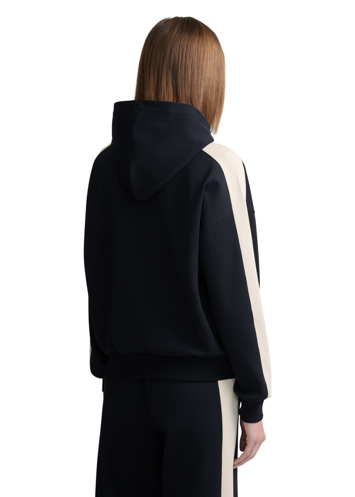 Contrast Stripe Logo Hoodie - Black