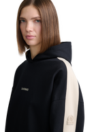 Contrast Stripe Logo Hoodie - Black