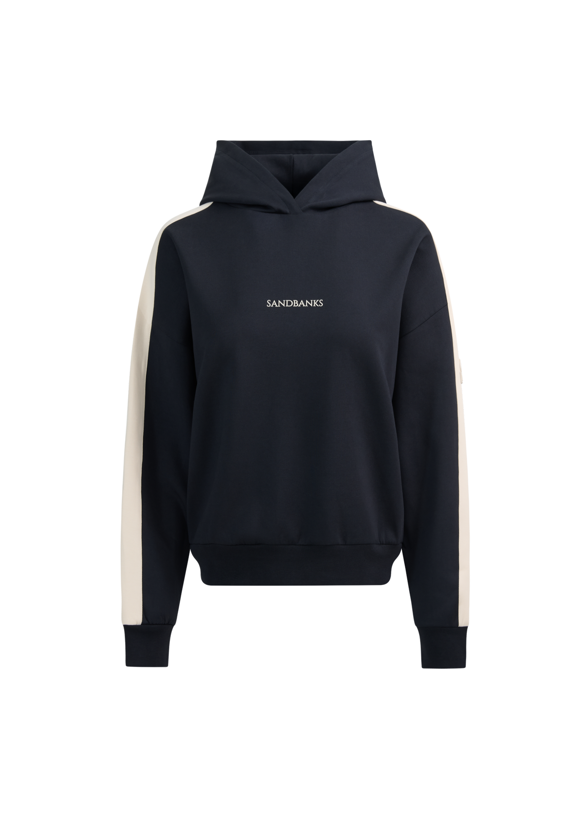 Contrast Stripe Logo Hoodie - Black