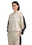 Contrast Stripe Logo Hoodie - Stone