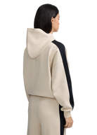 Contrast Stripe Logo Hoodie - Stone
