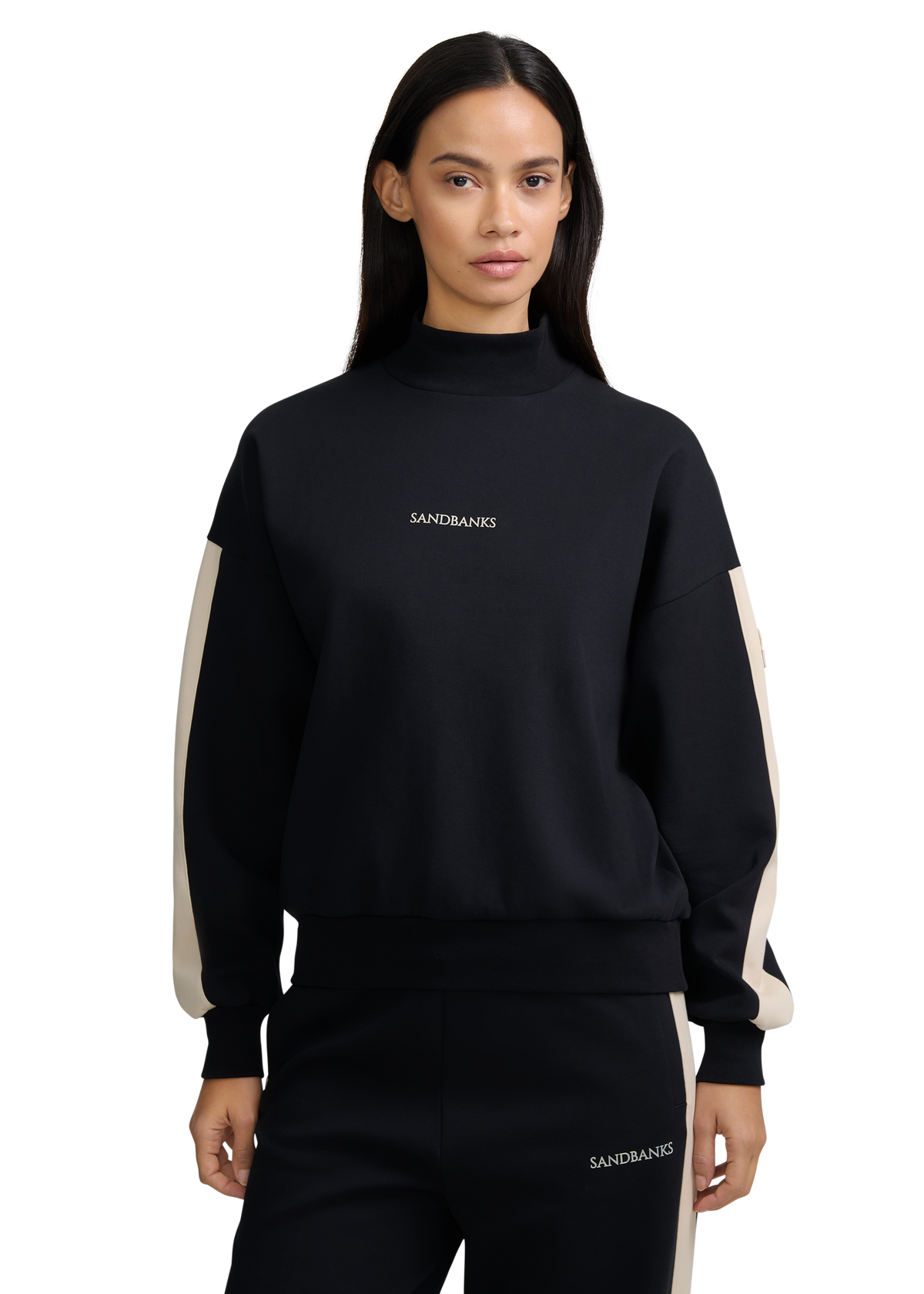 Contrast Stripe Logo Sweatshirt - Black