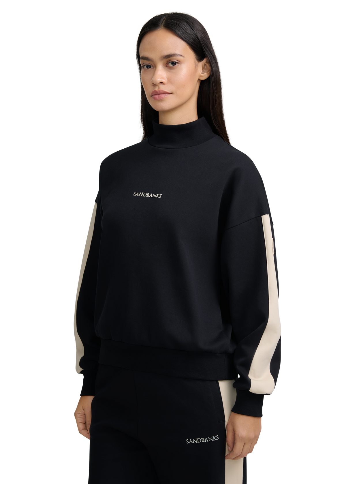 Contrast Stripe Logo Sweatshirt - Black