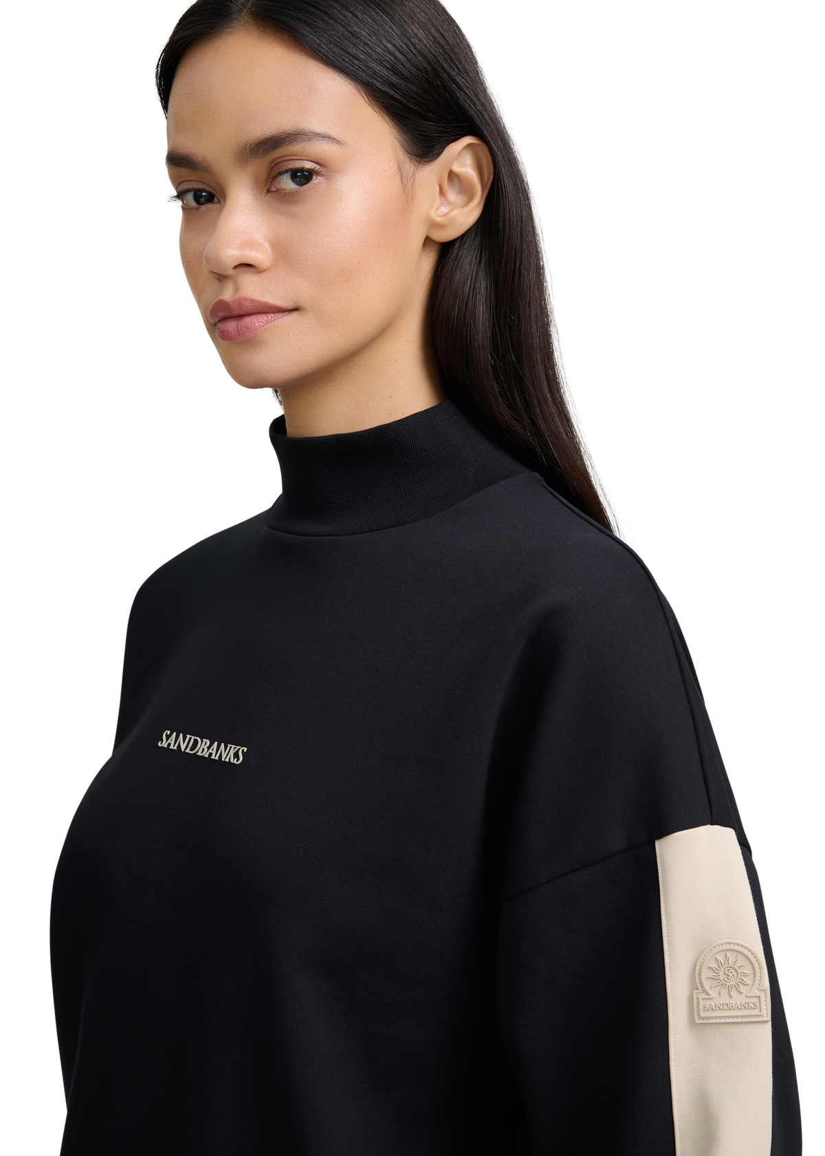 Contrast Stripe Logo Sweatshirt - Black