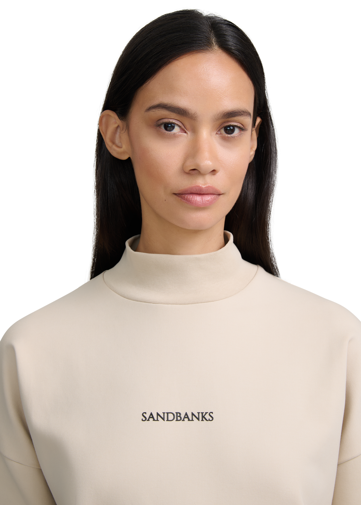 Contrast Stripe Logo Sweatshirt - Stone