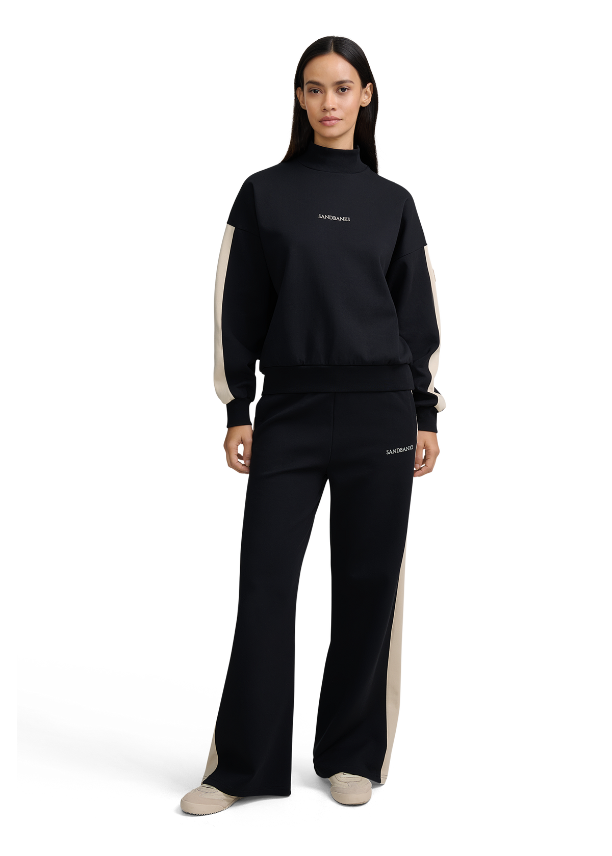 Contrast Stripe Logo Sweatshirt - Black