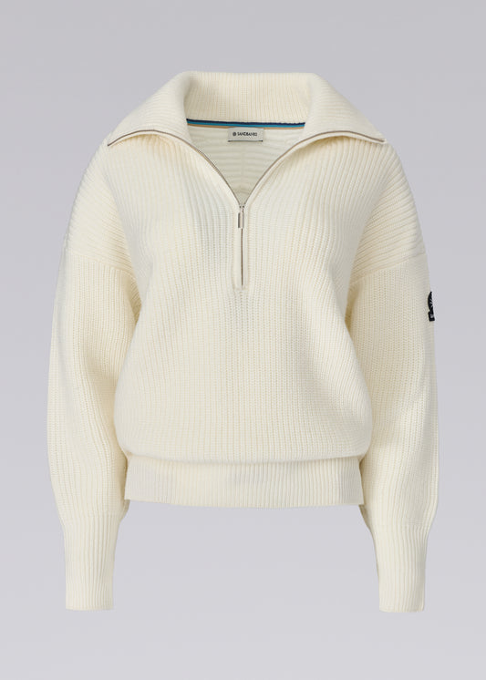 Sandbanks Women's Half Zip Knitted Jumper - Ecru