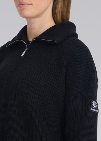 Sandbanks Women's Half Zip Knitted Jumper - Black