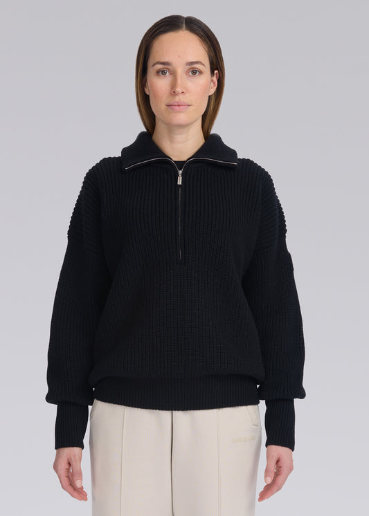 Sandbanks Women's Half Zip Knitted Jumper - Black