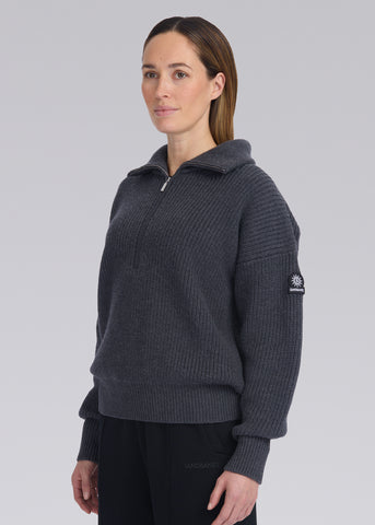 Sandbanks Women's Half Zip Knitted Jumper - Anthracite