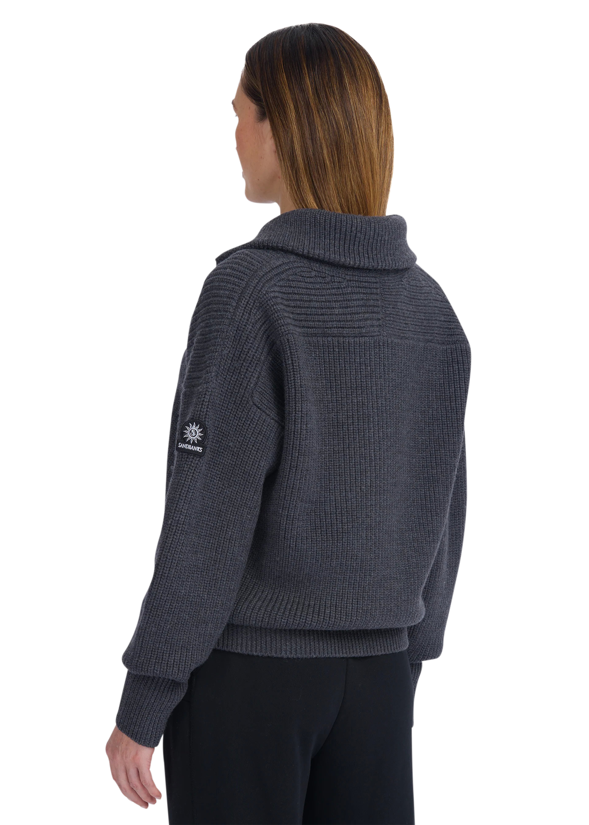 Sandbanks Women's Half Zip Knitted Jumper - Anthracite