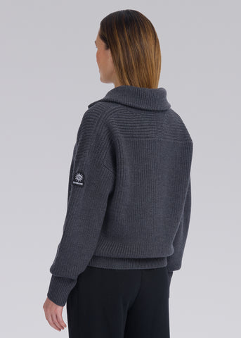 Sandbanks Women's Half Zip Knitted Jumper - Anthracite