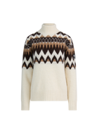 Alpaca Intarsia High Neck Jumper - Ecru