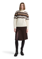 Alpaca Intarsia High Neck Jumper - Ecru