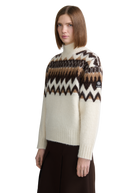 Alpaca Intarsia High Neck Jumper - Ecru