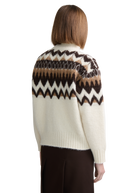 Alpaca Intarsia High Neck Jumper - Ecru