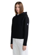Wool Ribbed Knit Hoodie - Black