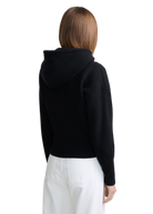 Wool Ribbed Knit Hoodie - Black