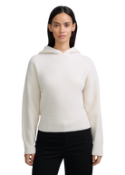 Wool Ribbed Knit Hoodie - Ecru