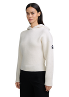 Wool Ribbed Knit Hoodie - Ecru