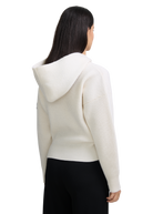 Wool Ribbed Knit Hoodie - Ecru