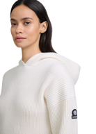 Wool Ribbed Knit Hoodie - Ecru