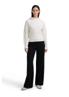 Wool Ribbed Knit Hoodie - Ecru