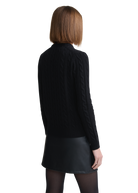 Cable Knit V-Neck Sweater - Black