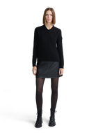 Cable Knit V-Neck Sweater - Black