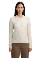 Cable Knit V-Neck Sweater - Ecru