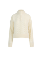 Cable Knit Quarter-Zip Sweater - Ecru