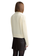 Cable Knit Quarter-Zip Sweater - Ecru