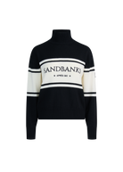 Wool Intarsia Turtleneck Sweater - Black