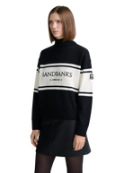 Wool Intarsia Turtleneck Sweater - Black