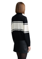 Wool Intarsia Turtleneck Sweater - Black